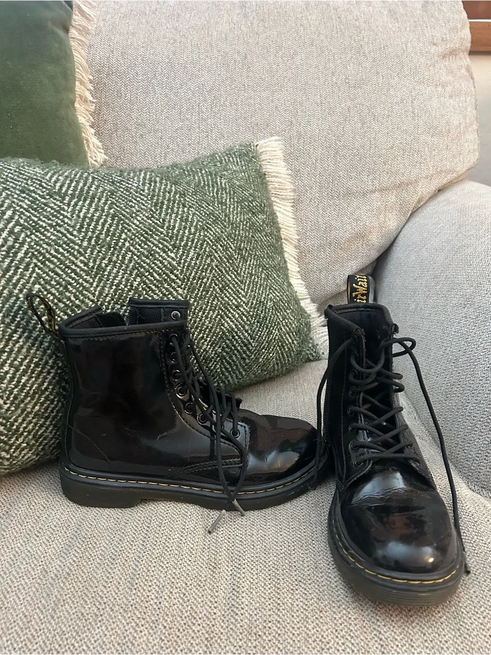 Black Patent Lace-Up Combat Boots - Dr. Martens